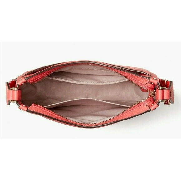 New Kate Spade Roulette Medium Messenger Bag Pebble Leather Peach Melba - Picture 4 of 5